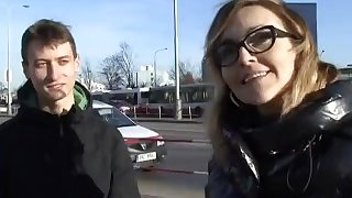 Hot European MILF mom does threesome in public outdoor for money cheating